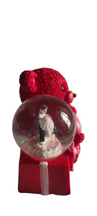 Alusters Valentine's Day Gift Combo of Red Rose and Soft Teddy Bear Globe Dome Gift Box for Boyfriend/Girlfriend/Lover