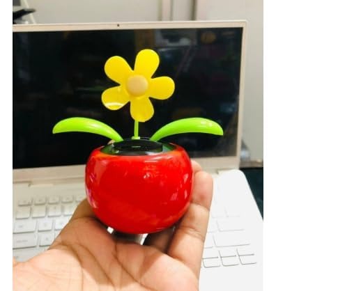 Alusters Solar Powered Dancing Flower, Pink Daisy in Orange Pot, Desktop Decoration (Pack of 2)
