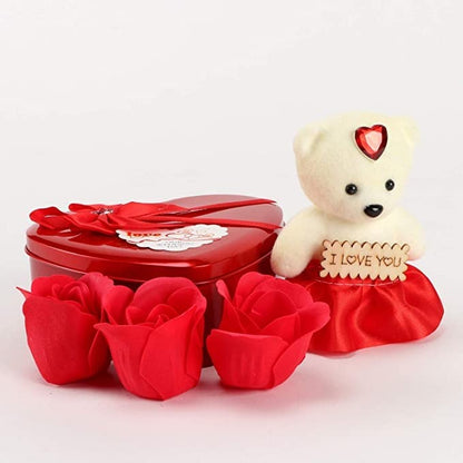 Alusters Valentine's Day Gift Combo of Red Rose and Soft Teddy Bear Globe Dome Gift Box for Boyfriend/Girlfriend/Lover