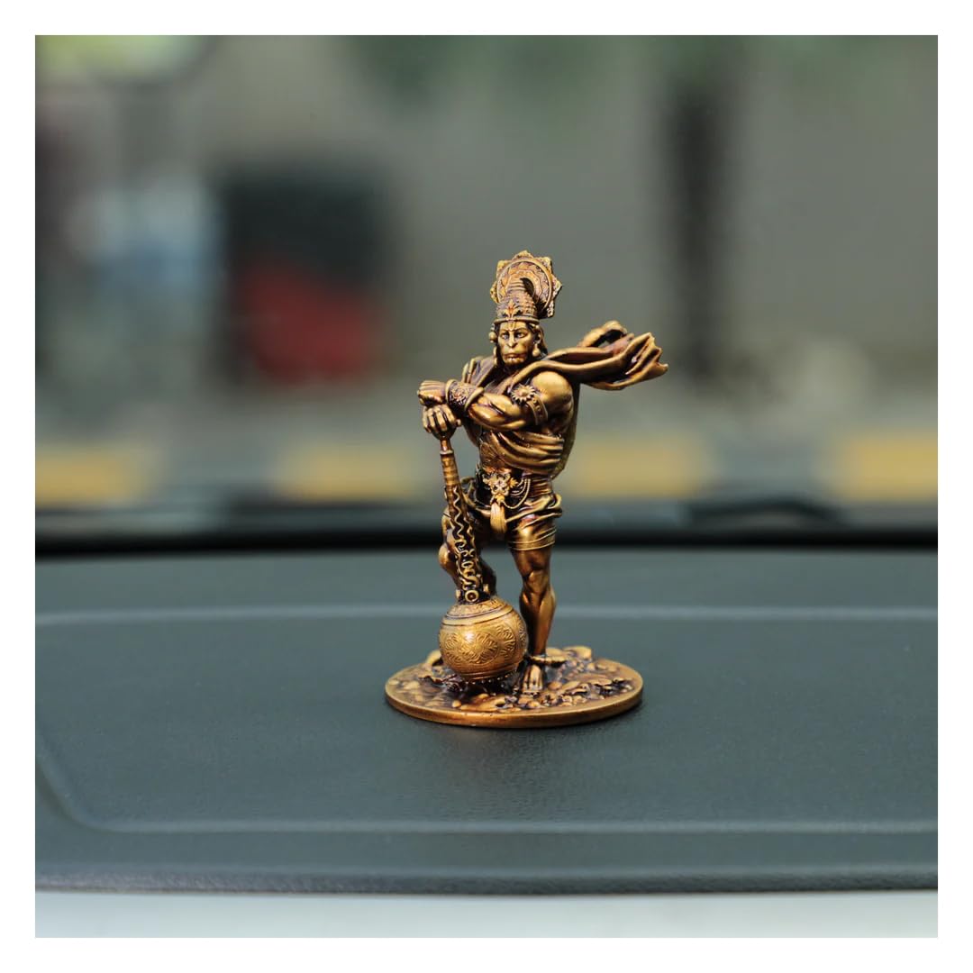 Pavan Putra Bajrangbali Murti Bahubali Hanuman Idol for Car Dashboard hanumaan ji (Bahubali Hanuman 4 Inch)