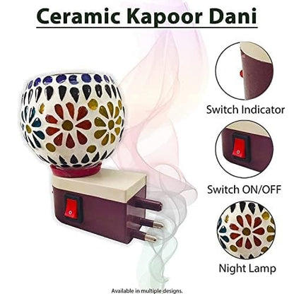 Alusters Multipurpose Kapoor Dani Night Lamp Aroma Burner Electric for Home, Office - Incense Burner, Kapur Burner, Dhoop Dani (Blue)
