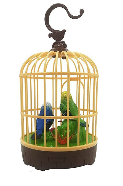 Alusters Realistic Singing & Chirping Bird Toy Battery Operated Bird in Cage with Sensory Touch,Gift for Baby Birthday Educational and Entertaining Toy