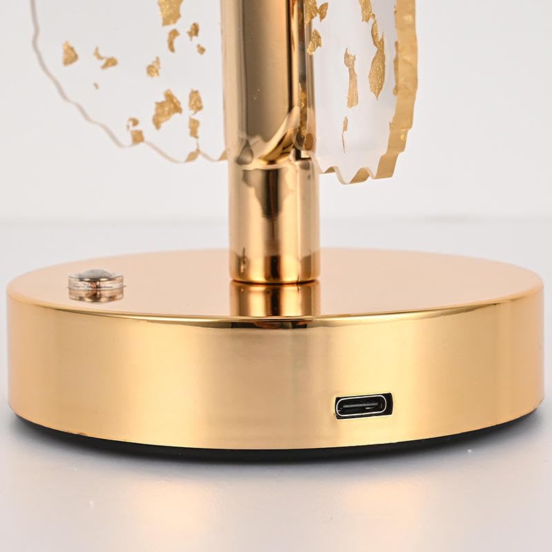 3D Acrylic LED Table Lamp with Gold Base, Decorative Metal Iron Cordless Table Lamp, Touch Control Night Light for Bedroom, Living Room, Home Decor (Pack of 1) (Glitter Waist)