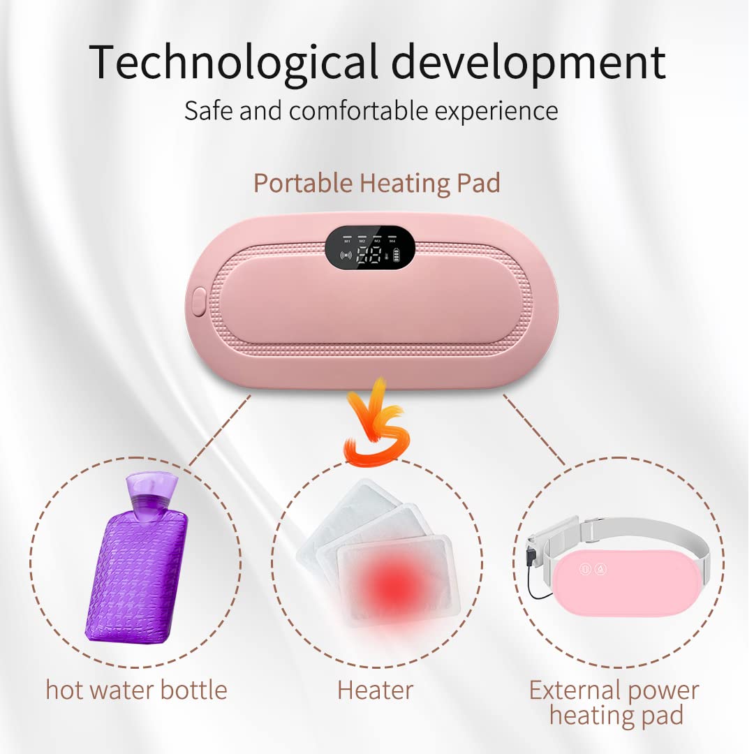 Alusters Heating Pad with 4 Vibration Modes, 3 Heat Settings, Cordless Electric Pain Relief Massager, Digital
