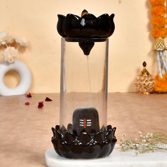 Aromatic Essence of Shivling Shiva Backflow dhoop Smoke Fountain Incense Burner Holder with 30 Cones - Incense Holder for Meditation and Home Decor