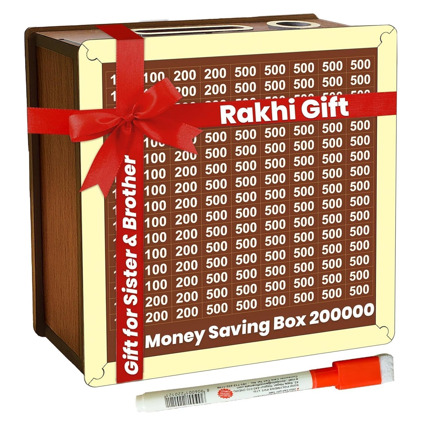 Money Saving Box for Kids and Adults | Wooden Money Bank with Lock | Big Size Piggy Bank 2 Lakh Target | 1 Lakh Saving Box with Numbers | Undiyal Hundi Pig (Money Bank)
