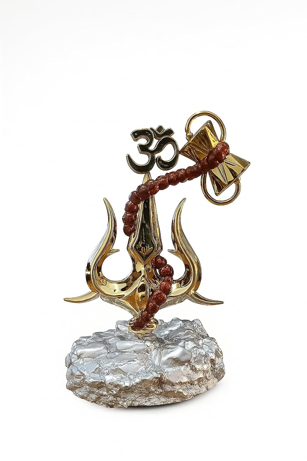 Shiv Trishul with Damru Idol | Mahadev Trishul Showpiece with Om Symbol for Car Dashboard, Home Temple & Office Decor | Lord Shiva Statue Gift Item
