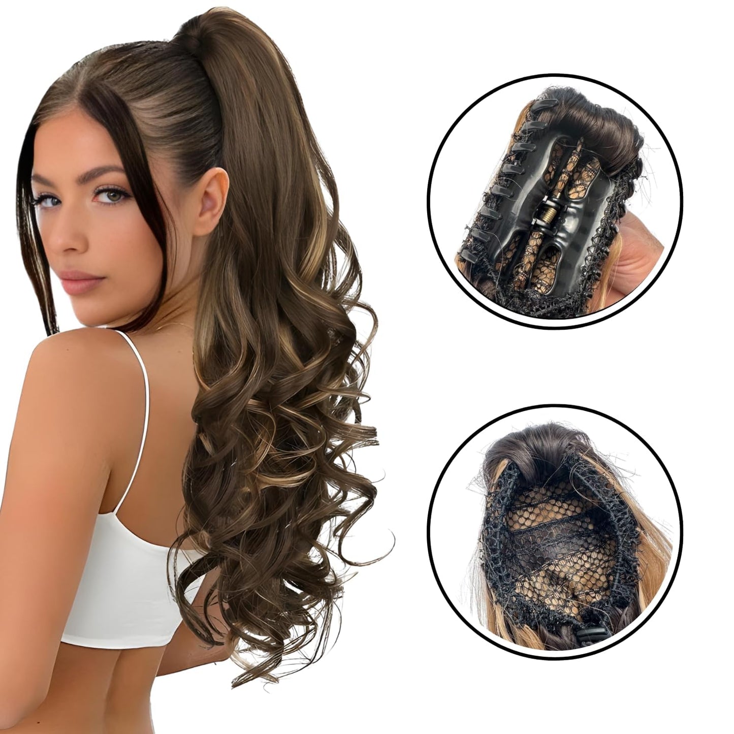 Alusters Hair Extensions And Wigs multi Step Cut Clutcher Wavy Ponytail highlight Hair Extension Wig for Women (Pack of 1) highlight