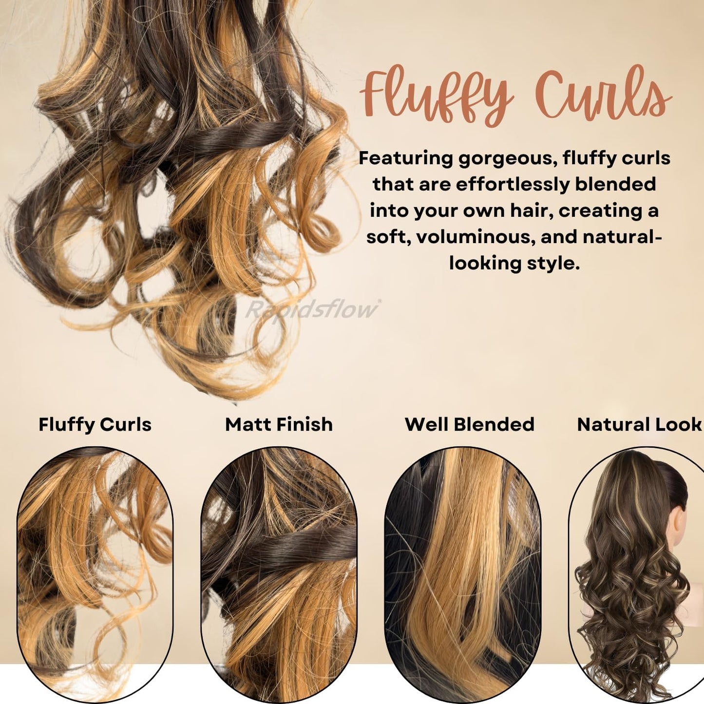 Alusters Hair Extensions And Wigs multi Step Cut Clutcher Wavy Ponytail highlight Hair Extension Wig for Women (Pack of 1) highlight