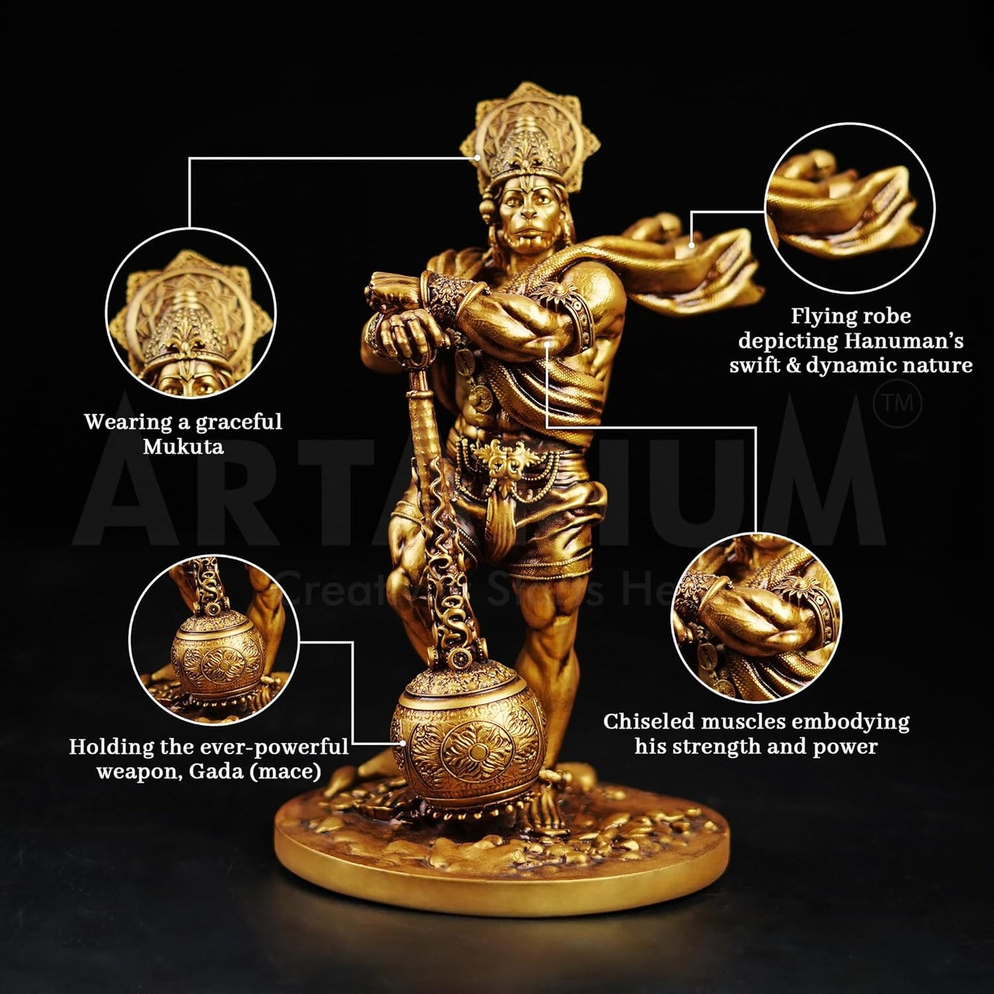 Pavan Putra Bajrangbali Murti Bahubali Hanuman Idol for Car Dashboard hanumaan ji (Bahubali Hanuman 4 Inch)