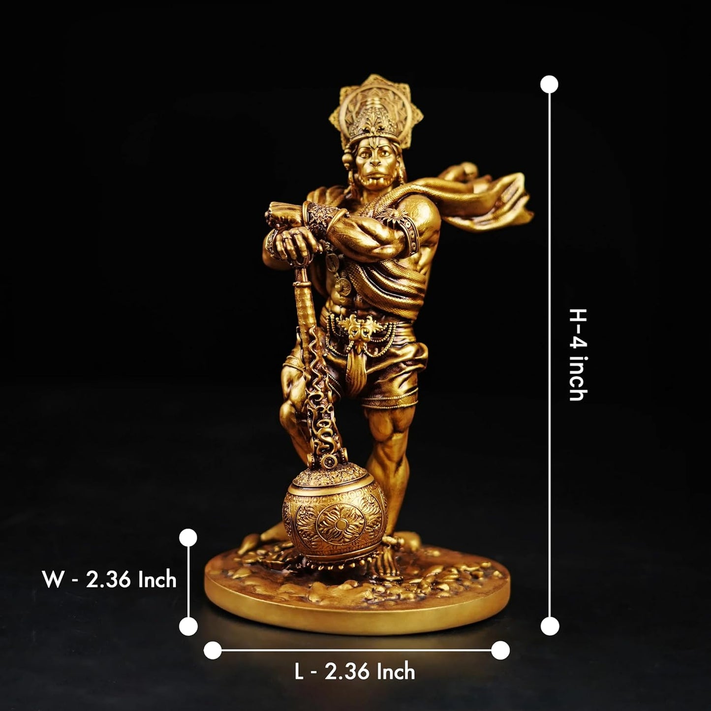 Pavan Putra Bajrangbali Murti Bahubali Hanuman Idol for Car Dashboard hanumaan ji (Bahubali Hanuman 4 Inch)