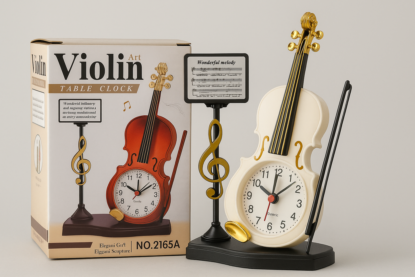 Alusters Guitar Design Table Clock/RED Colour Table Clock with ALARAM/Size:- 9.5 in Height, 3.5 in Width.