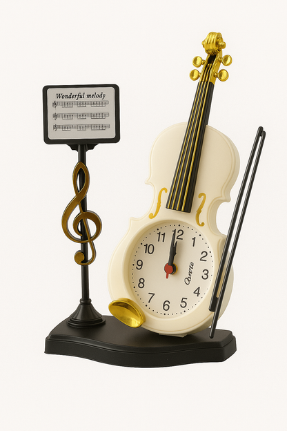 Alusters Guitar Design Table Clock/RED Colour Table Clock with ALARAM/Size:- 9.5 in Height, 3.5 in Width.