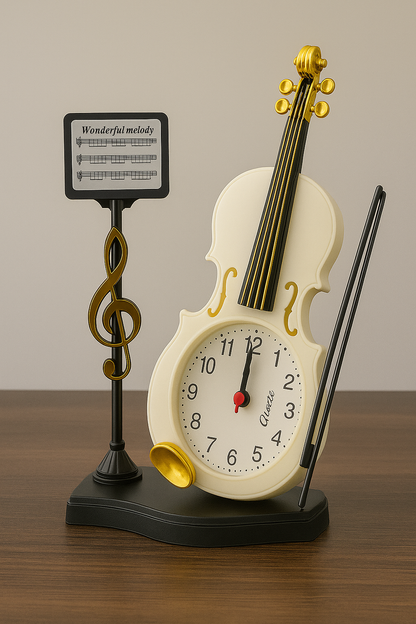 Alusters Guitar Design Table Clock/RED Colour Table Clock with ALARAM/Size:- 9.5 in Height, 3.5 in Width.