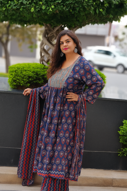 Elegant Naira Cut Kurta Suit Set for Women | Stylish Ethnic Wear with Dupatta