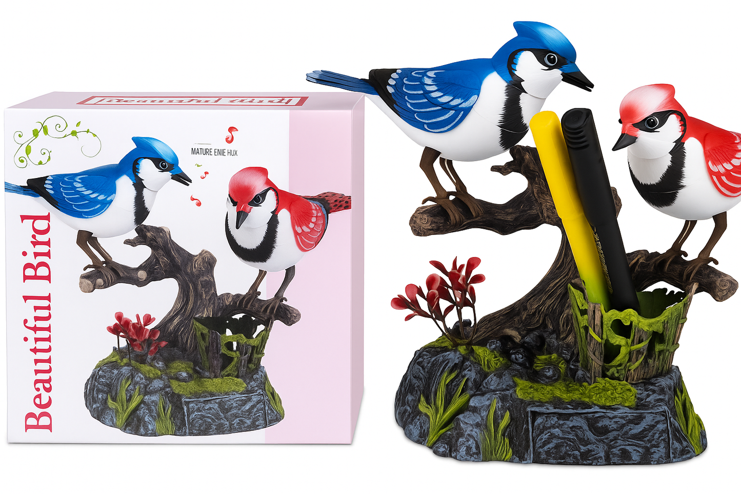 Alusters Electronic Singing Flapping Two Parrot/Bird & Pen Holder Musical Bird Toy/Talking Parrot Toy for Kids/Interaction Toys [ Singing Parrot for Kids]