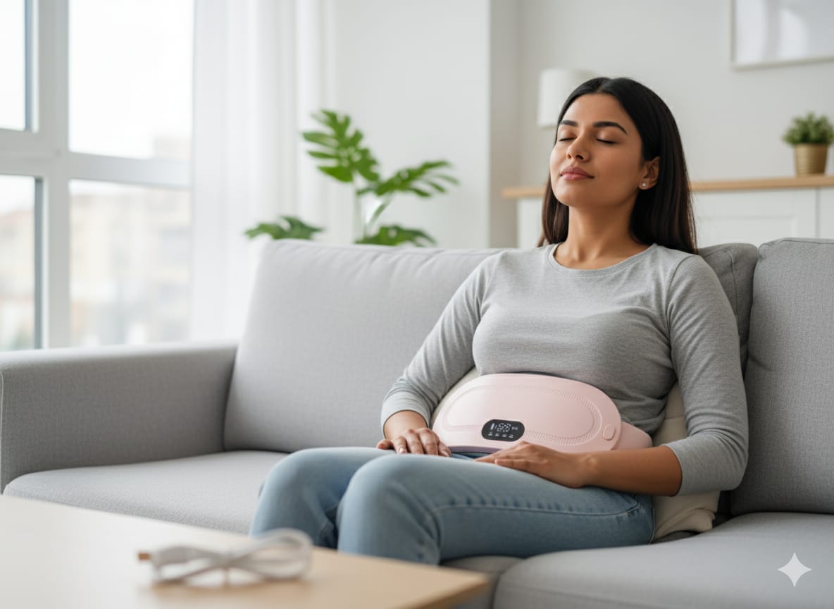 Alusters Heating Pad with 4 Vibration Modes, 3 Heat Settings, Cordless Electric Pain Relief Massager, Digital