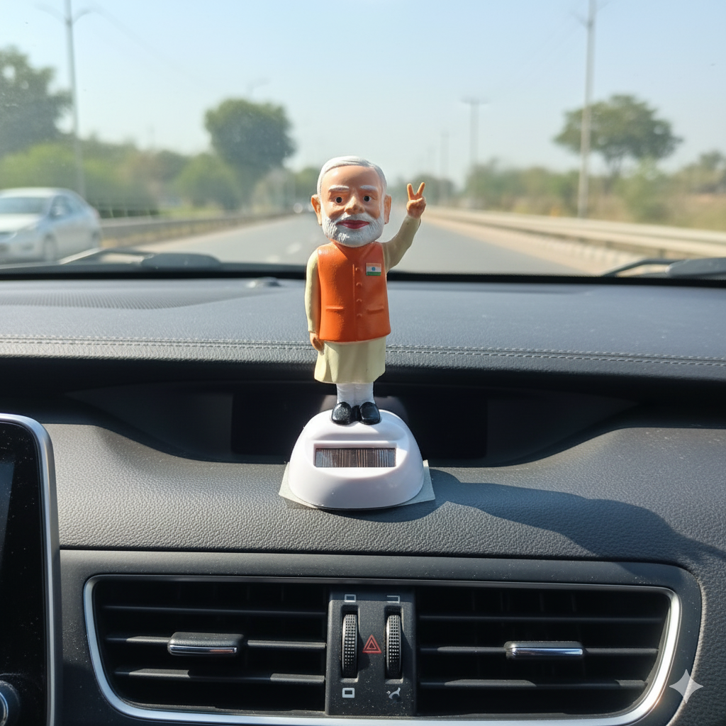Alusters Politician Shree Narendra Modi Ji Solar Idol Bobblehead for Car Dashboard, Office Table,Home Decor| | Politician Statue for Gifting Kids,Family & Friends (Modi G)